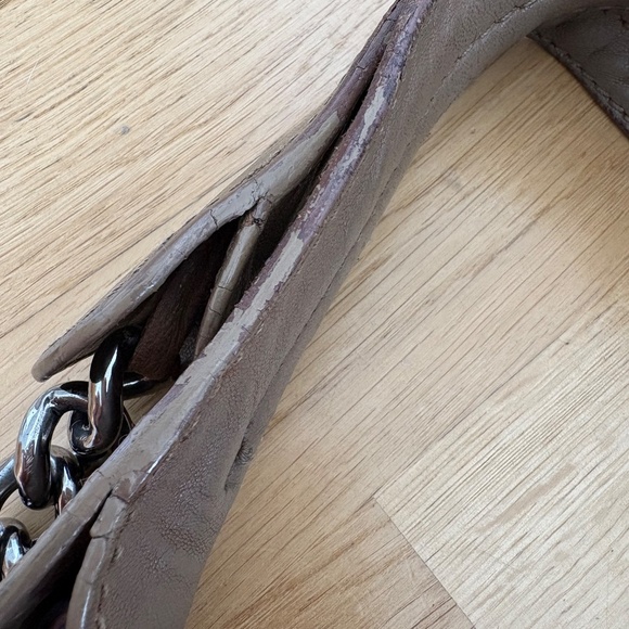 CHANEL Shoulder Bag, Tan/Taupe, Quilted Sides, Silver Chunky Chain - Picture 7 of 13